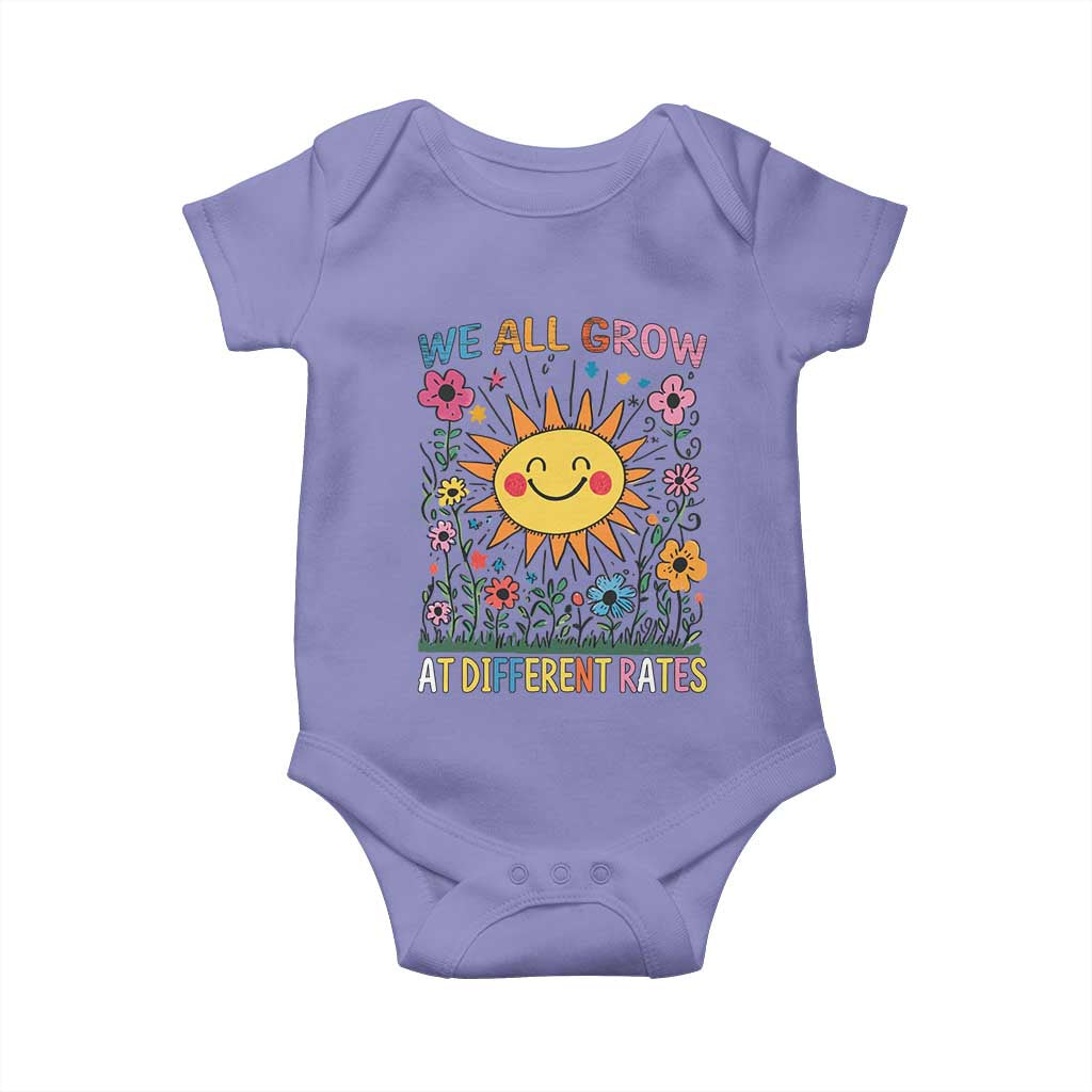 Special Education Baby Onesie We All Grow At Different Rates Inspirational Inclusion Sped Teacher TS02 Violet Print Your Wear