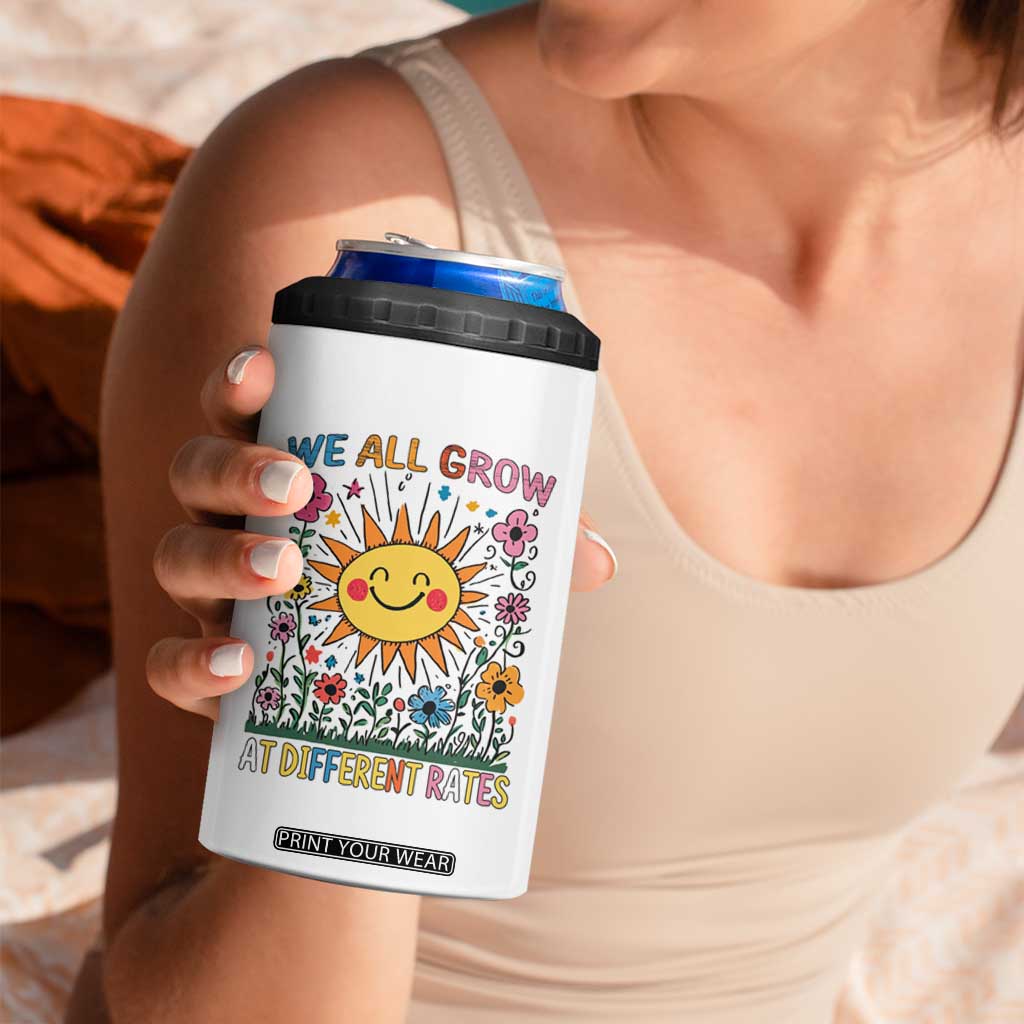 Special Education 4 in 1 Can Cooler Tumbler We All Grow At Different Rates Inspirational Inclusion Sped Teacher TS02 Print Your Wear