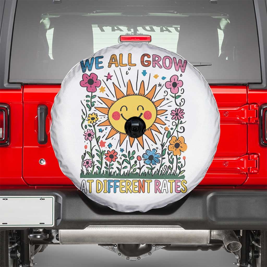 Special Education Spare Tire Cover We All Grow At Different Rates Inspirational Inclusion Sped Teacher TS02 White Print Your Wear