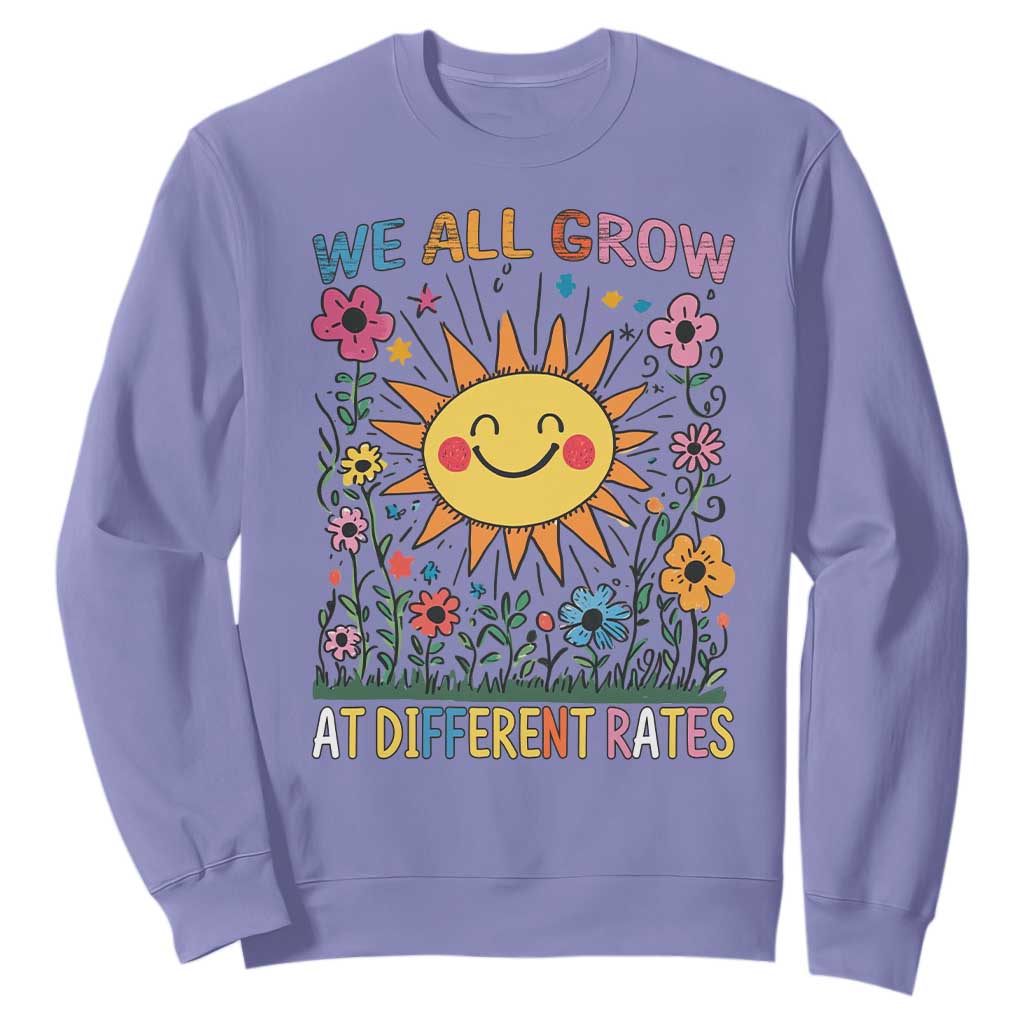 Special Education Sweatshirt We All Grow At Different Rates Inspirational Inclusion Sped Teacher TS02 Violet Print Your Wear