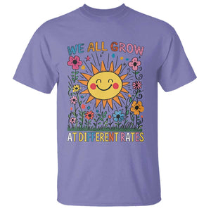 Special Education T Shirt We All Grow At Different Rates Inspirational Inclusion Sped Teacher TS02 Violet Print Your Wear