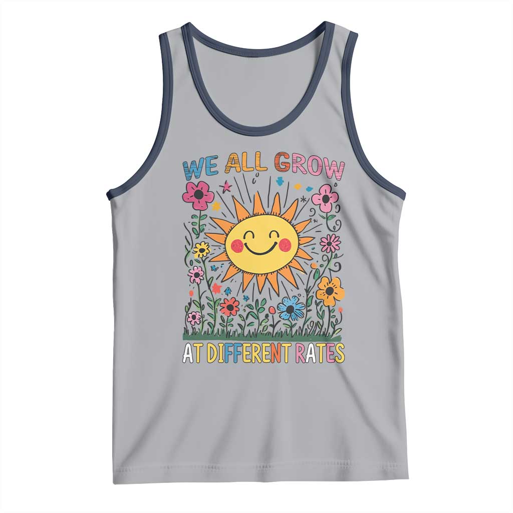 Special Education Tank Top We All Grow At Different Rates Inspirational Inclusion Sped Teacher TS02 Athletic Heather Navy Print Your Wear