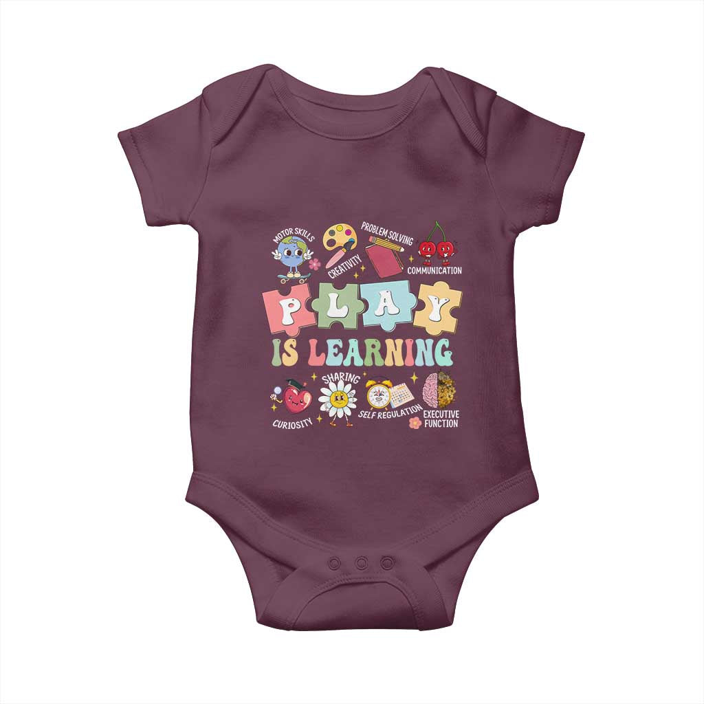 Special Education Baby Onesie Play is Learning Sped Teacher TS02 Maroon Print Your Wear
