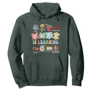 Special Education Hoodie Play is Learning Sped Teacher TS02 Dark Forest Green Print Your Wear