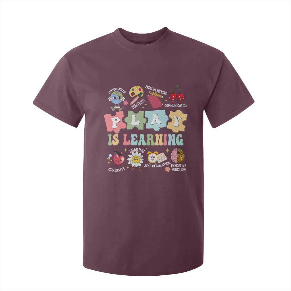 Special Education T Shirt For Kid Play is Learning Sped Teacher TS02 Maroon Print Your Wear