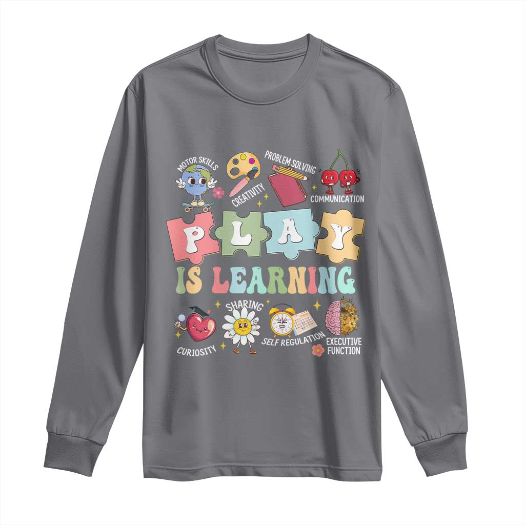 Special Education Long Sleeve Shirt Play is Learning Sped Teacher TS02 Charcoal Print Your Wear