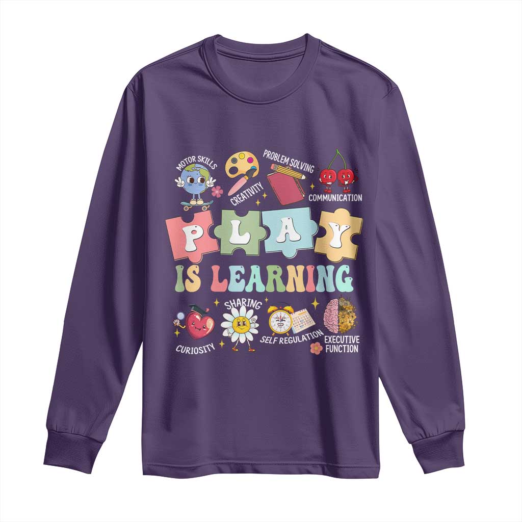 Special Education Long Sleeve Shirt Play is Learning Sped Teacher TS02 Purple Print Your Wear