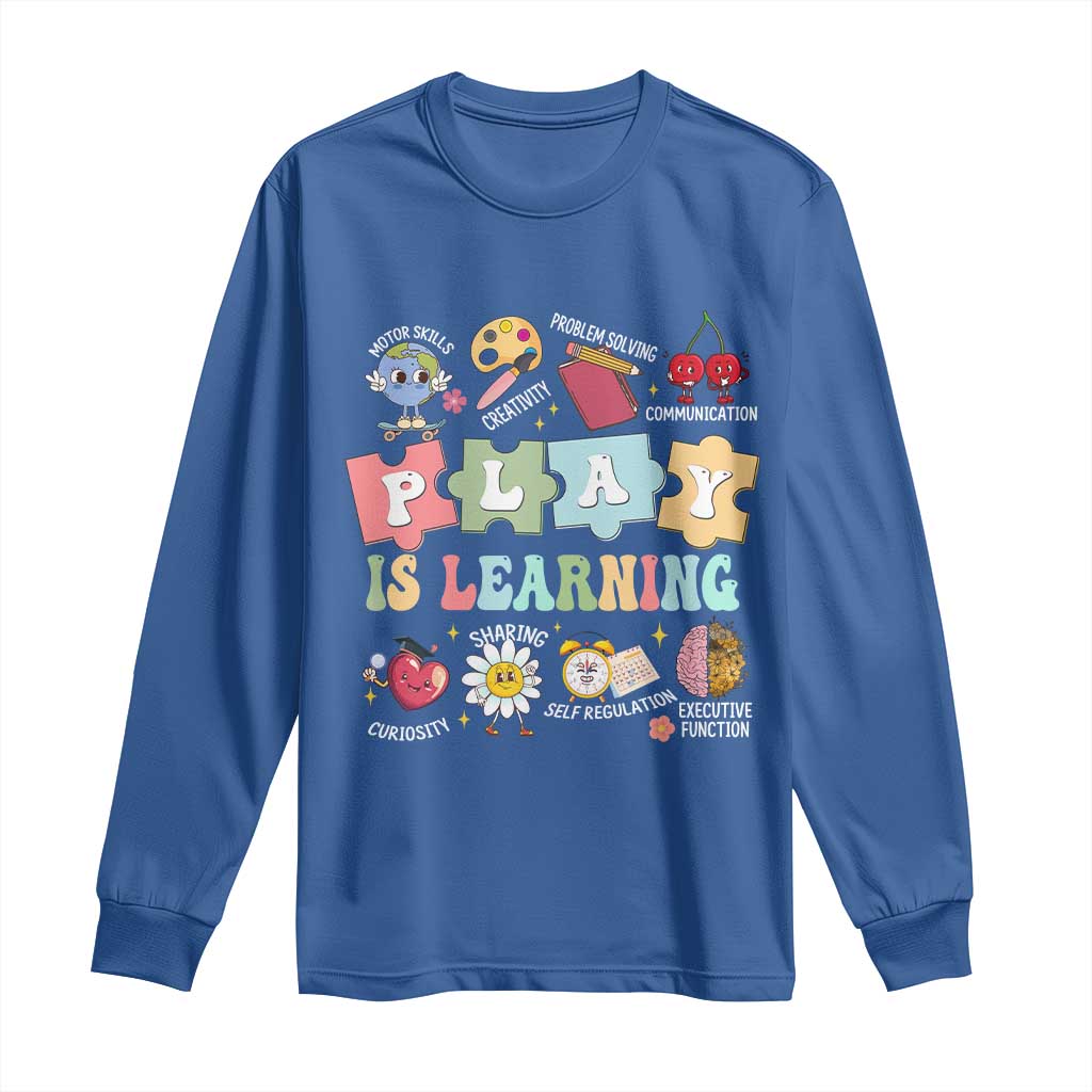 Special Education Long Sleeve Shirt Play is Learning Sped Teacher TS02 Royal Blue Print Your Wear