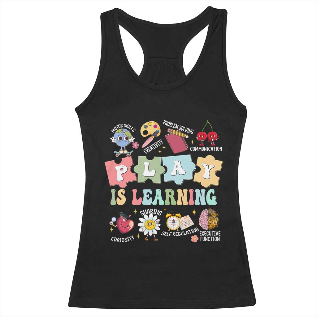 Special Education Racerback Tank Top Play is Learning Sped Teacher TS02 Black Print Your Wear