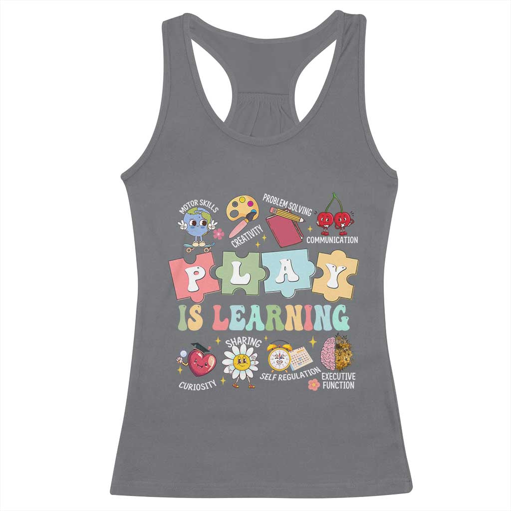Special Education Racerback Tank Top Play is Learning Sped Teacher TS02 Charcoal Print Your Wear