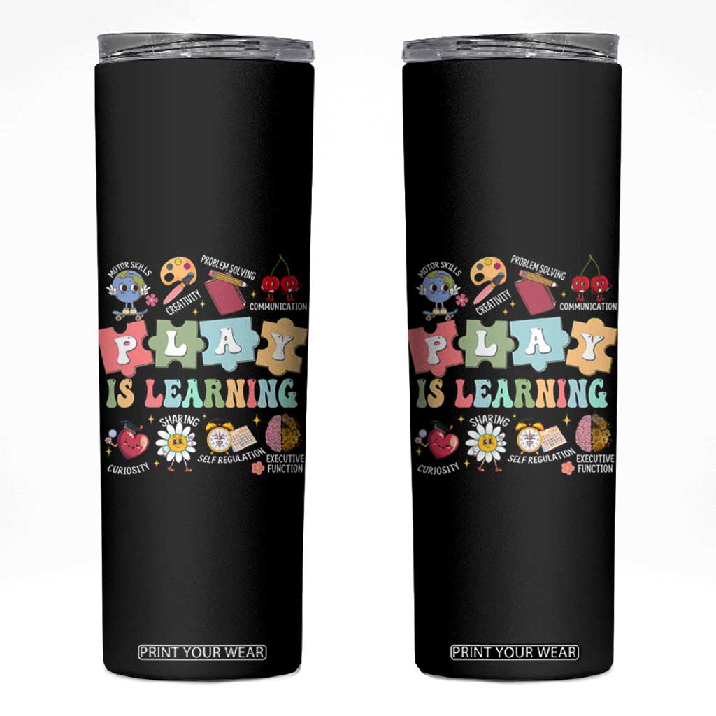 Special Education Skinny Tumbler Play is Learning Sped Teacher TS02 Black Print Your Wear
