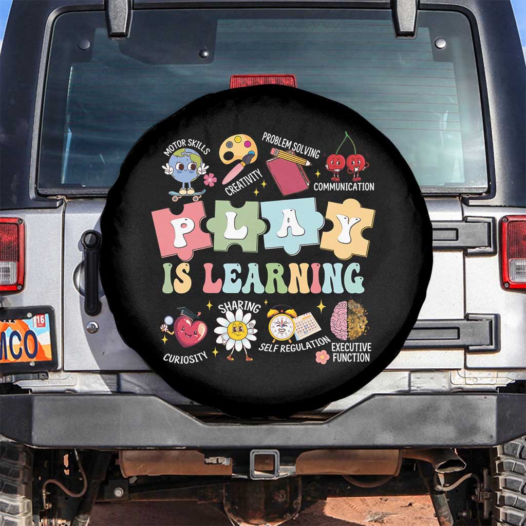 Special Education Spare Tire Cover Play is Learning Sped Teacher TS02 No hole Black Print Your Wear