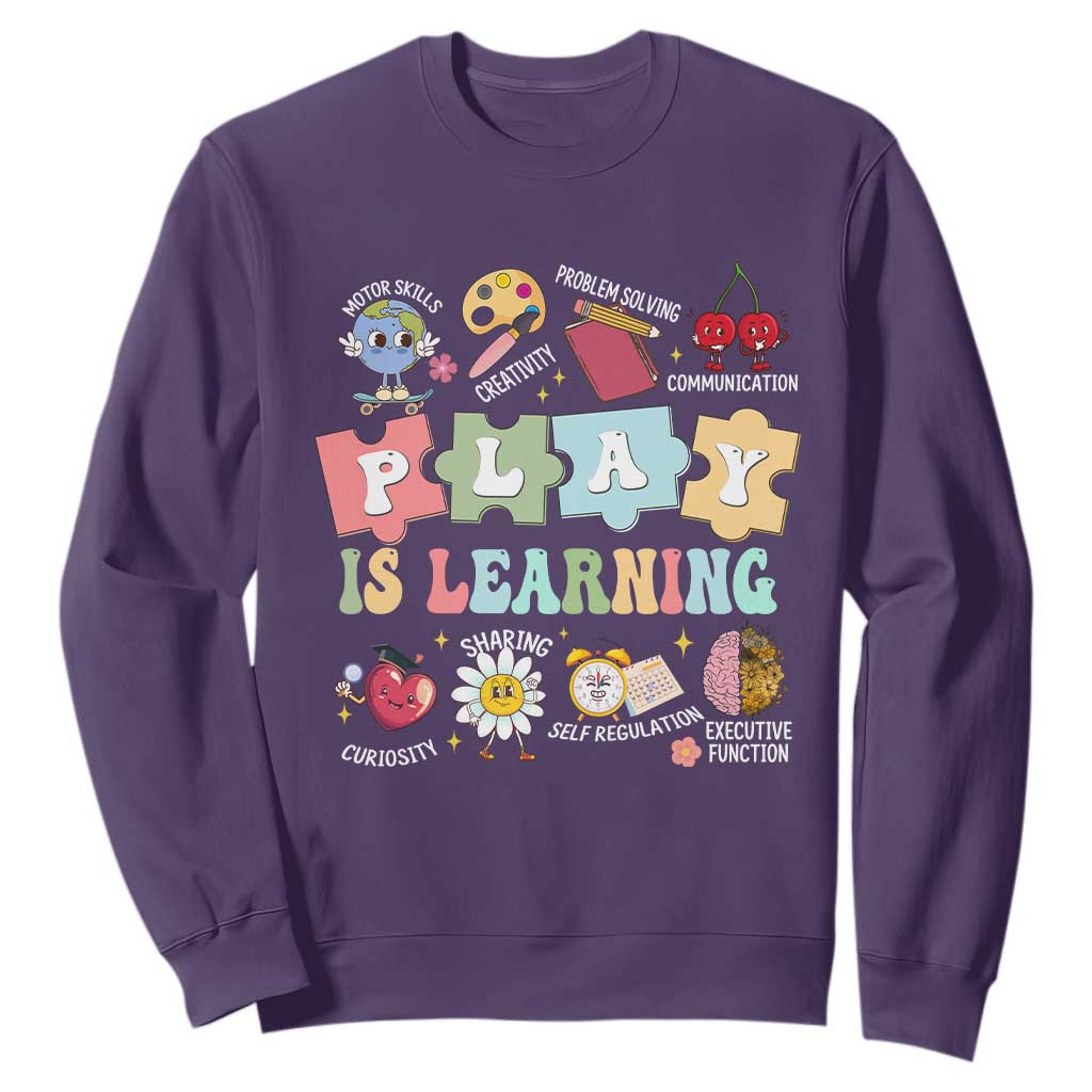 Special Education Sweatshirt Play is Learning Sped Teacher TS02 Purple Print Your Wear