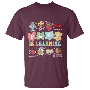 Special Education T Shirt Play is Learning Sped Teacher TS02 Maroon Print Your Wear