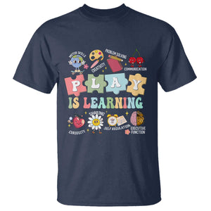 Special Education T Shirt Play is Learning Sped Teacher TS02 Navy Print Your Wear