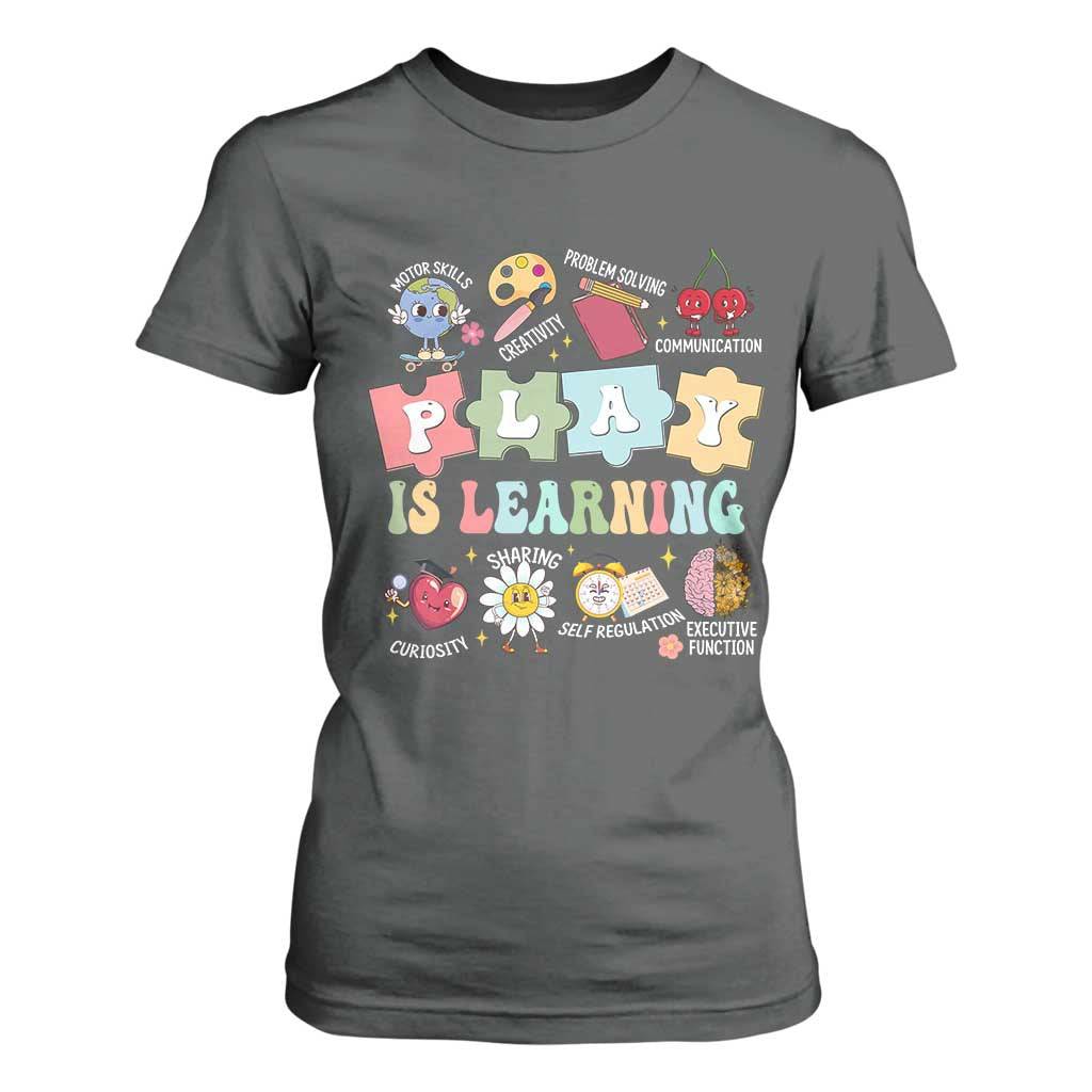 Special Education T Shirt For Women Play is Learning Sped Teacher TS02 Dark Heather Print Your Wear