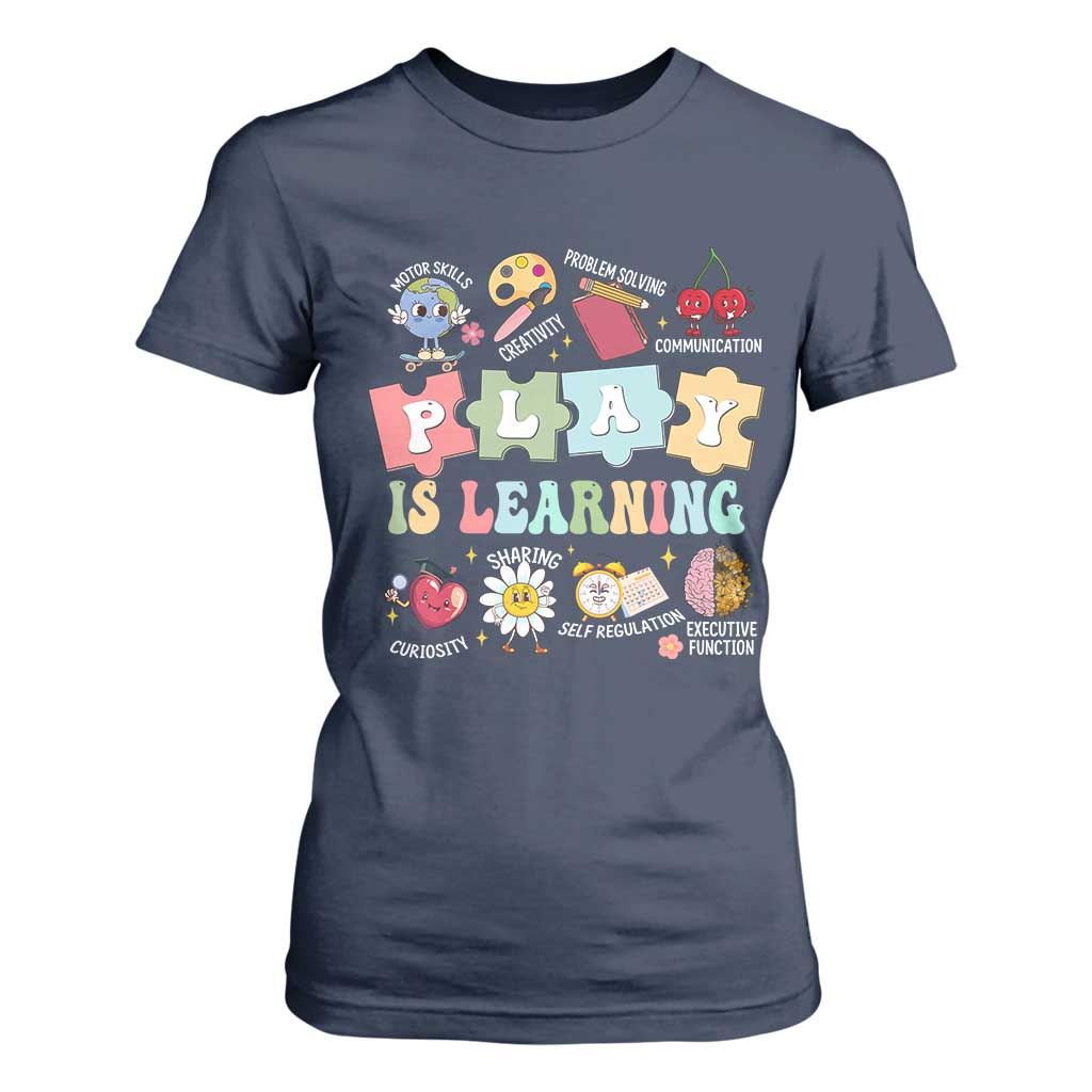 Special Education T Shirt For Women Play is Learning Sped Teacher TS02 Navy Print Your Wear