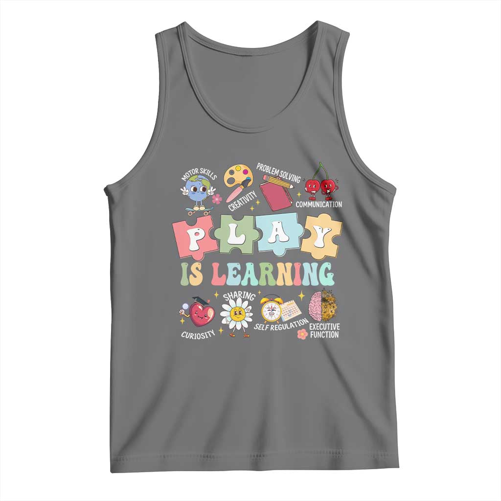 Special Education Tank Top Play is Learning Sped Teacher TS02 Black Heather Print Your Wear