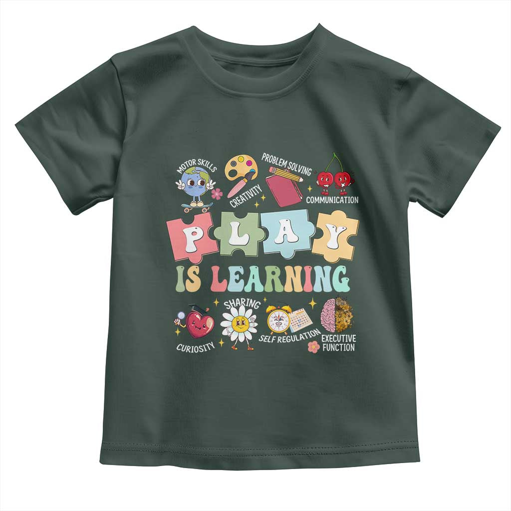 Special Education Toddler T Shirt Play is Learning Sped Teacher TS02 Dark Forest Green Print Your Wear