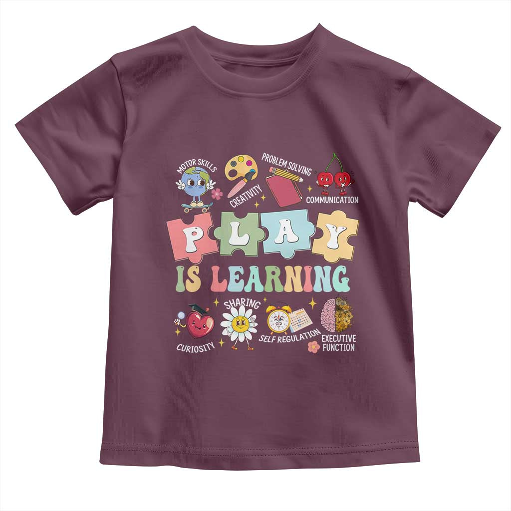 Special Education Toddler T Shirt Play is Learning Sped Teacher TS02 Maroon Print Your Wear