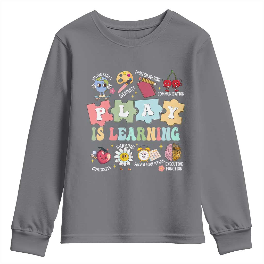 Special Education Youth Sweatshirt Play is Learning Sped Teacher TS02 Charcoal Print Your Wear