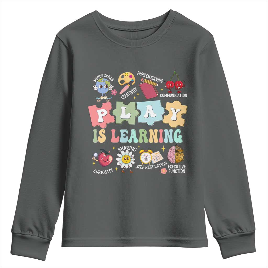Special Education Youth Sweatshirt Play is Learning Sped Teacher TS02 Dark Heather Print Your Wear