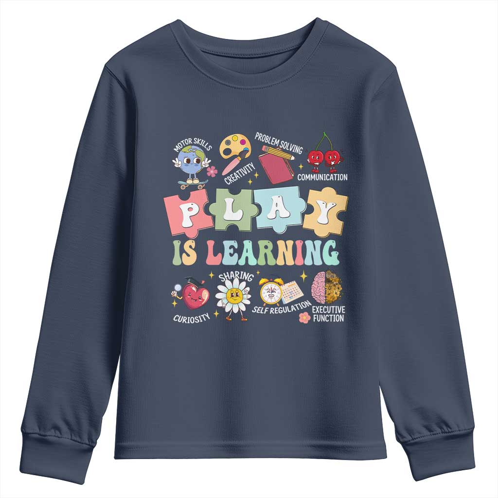 Special Education Youth Sweatshirt Play is Learning Sped Teacher TS02 Navy Print Your Wear