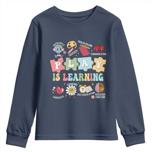 Special Education Youth Sweatshirt Play is Learning Sped Teacher TS02 Navy Print Your Wear