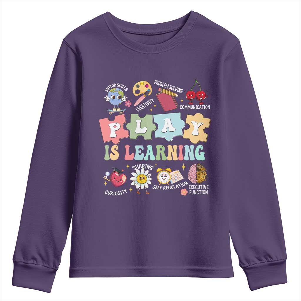 Special Education Youth Sweatshirt Play is Learning Sped Teacher TS02 Purple Print Your Wear