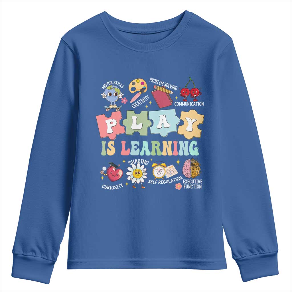 Special Education Youth Sweatshirt Play is Learning Sped Teacher TS02 Royal Blue Print Your Wear