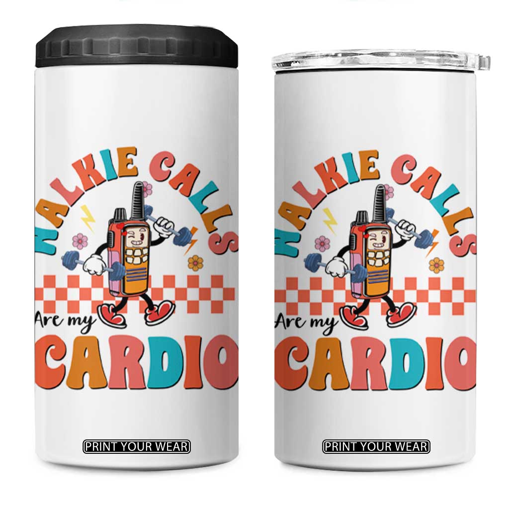 Special Education 4 in 1 Can Cooler Tumbler Walkie Calls Are My Cardio Inspirational ABA SPED TS02 One Size: 16 oz White Print Your Wear