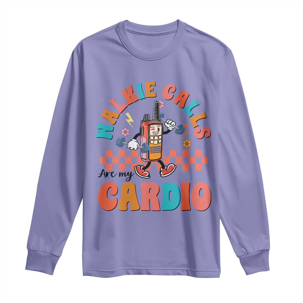 Special Education Long Sleeve Shirt Walkie Calls Are My Cardio Inspirational ABA SPED TS02 Violet Print Your Wear