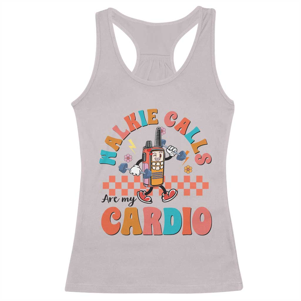 Special Education Racerback Tank Top Walkie Calls Are My Cardio Inspirational ABA SPED TS02 Ice Gray Print Your Wear