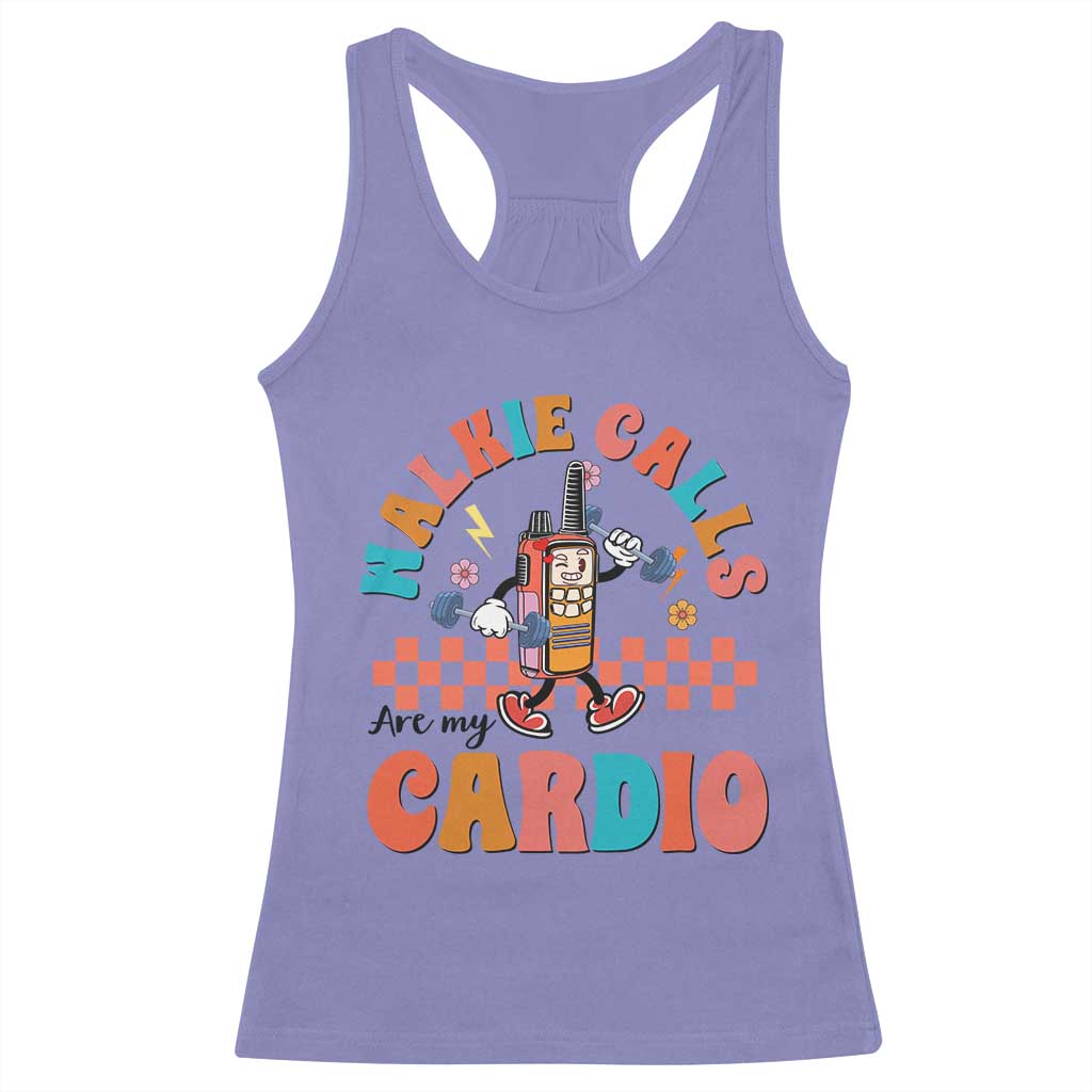 Special Education Racerback Tank Top Walkie Calls Are My Cardio Inspirational ABA SPED TS02 Violet Print Your Wear