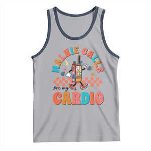 Special Education Tank Top Walkie Calls Are My Cardio Inspirational ABA SPED TS02 Athletic Heather Navy Print Your Wear