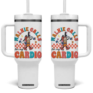 Special Education Tumbler With Handle Walkie Calls Are My Cardio Inspirational ABA SPED TS02 One Size: 40 oz White Print Your Wear