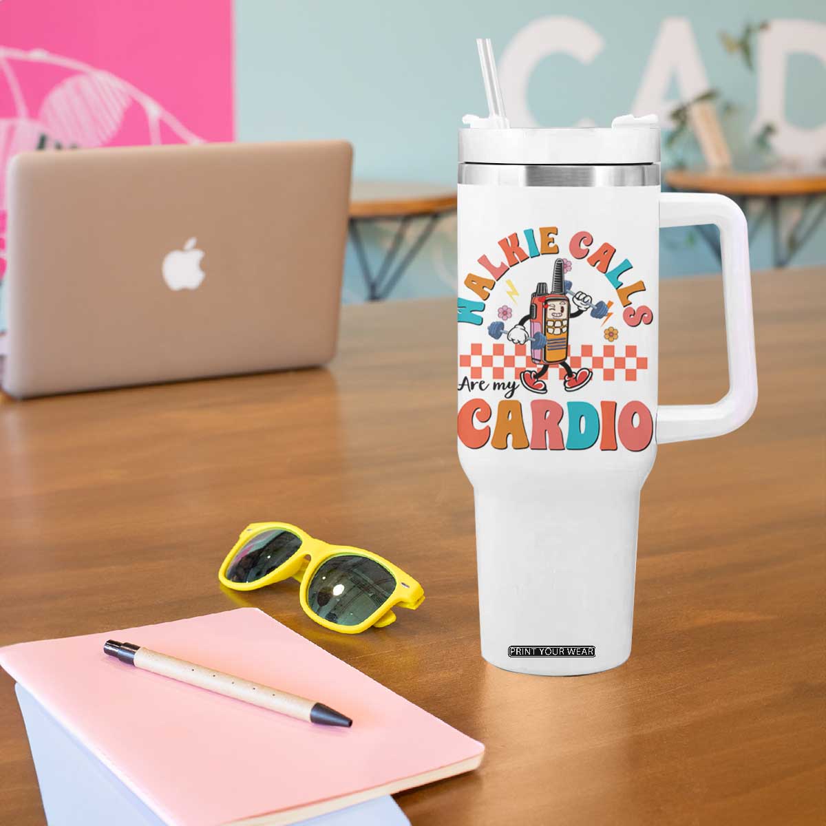 Special Education Tumbler With Handle Walkie Calls Are My Cardio Inspirational ABA SPED TS02 Print Your Wear