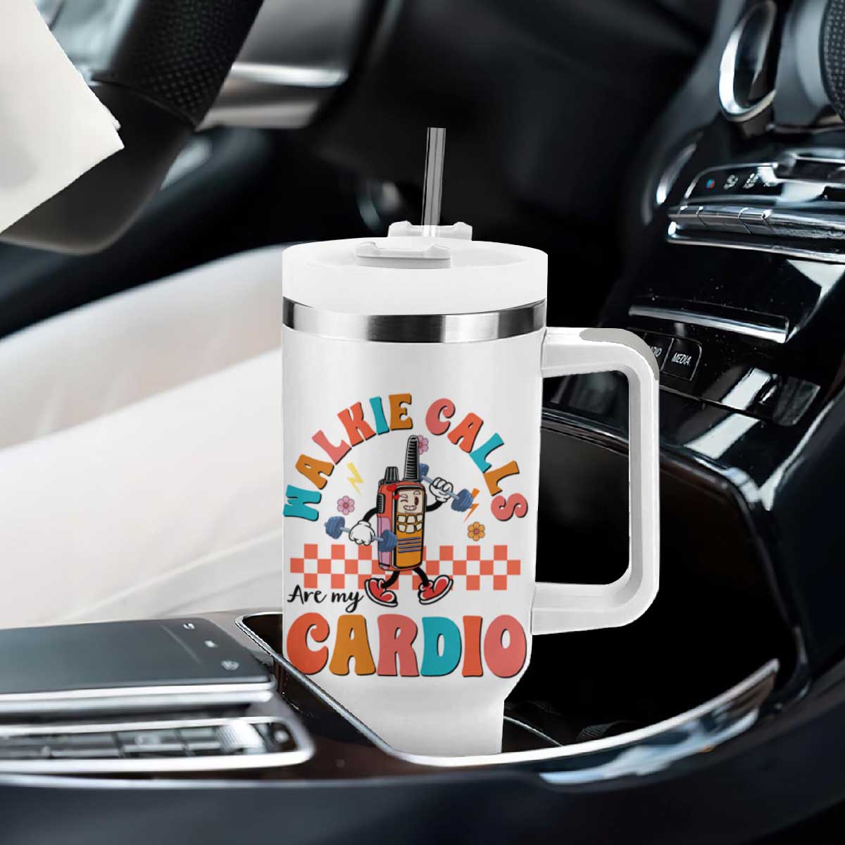 Special Education Tumbler With Handle Walkie Calls Are My Cardio Inspirational ABA SPED TS02 Print Your Wear