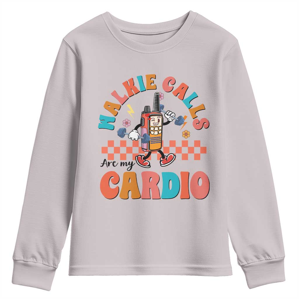 Special Education Youth Sweatshirt Walkie Calls Are My Cardio Inspirational ABA SPED TS02 Ice Gray Print Your Wear