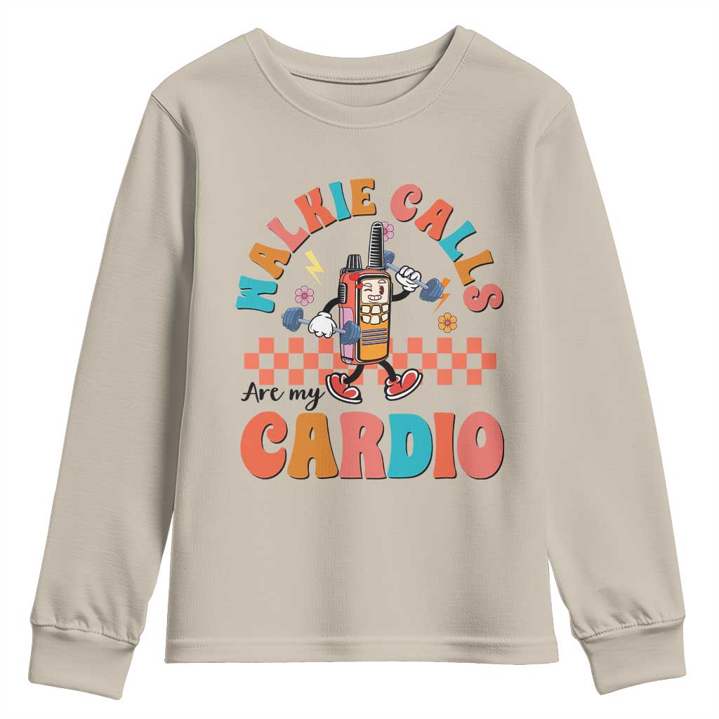 Special Education Youth Sweatshirt Walkie Calls Are My Cardio Inspirational ABA SPED TS02 Sand Print Your Wear