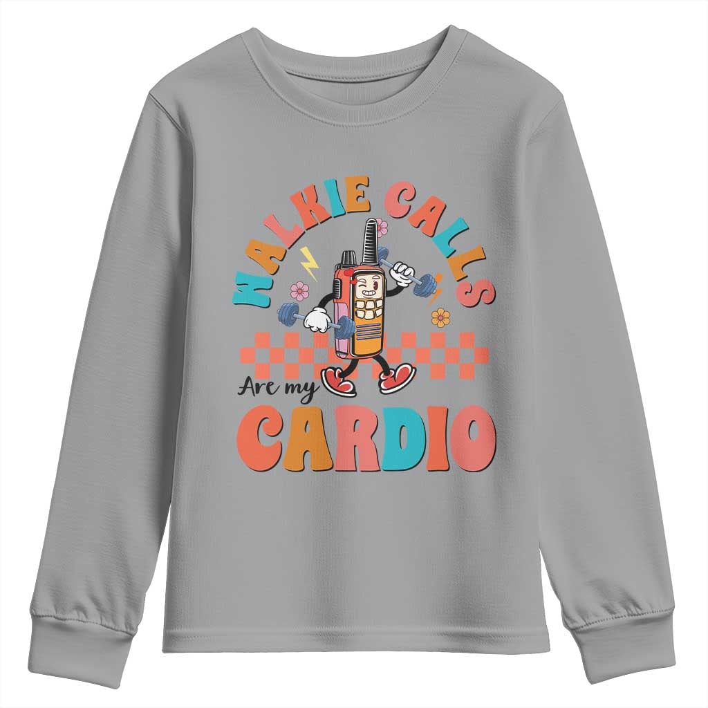 Special Education Youth Sweatshirt Walkie Calls Are My Cardio Inspirational ABA SPED TS02 Sport Gray Print Your Wear