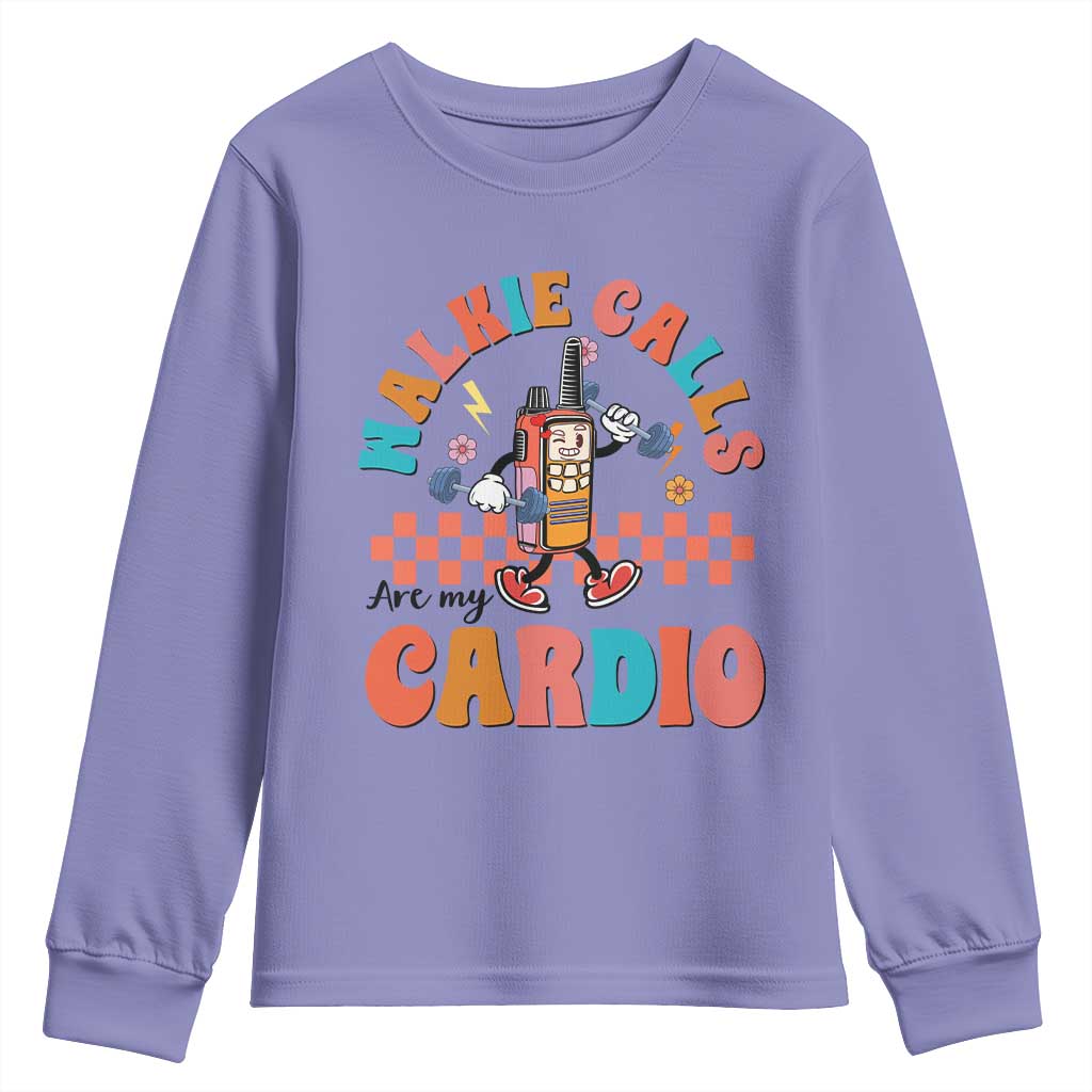 Special Education Youth Sweatshirt Walkie Calls Are My Cardio Inspirational ABA SPED TS02 Violet Print Your Wear