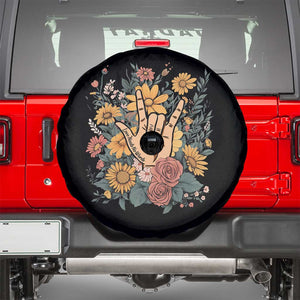 Special Education Spare Tire Cover Sign Language ASL Love Needs No Words TS02 Black Print Your Wear
