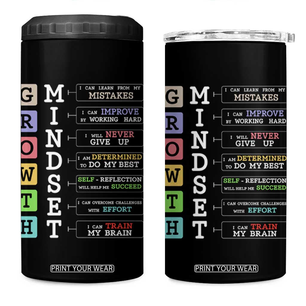 Special Education 4 in 1 Can Cooler Tumbler Growth Mindset Positive Inspiration TS02 One Size: 16 oz Black Print Your Wear