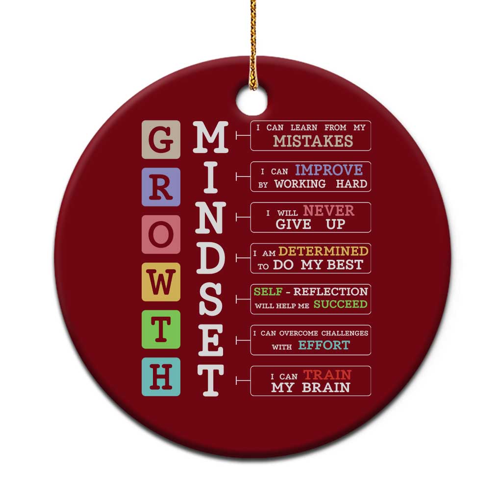 Special Education Ceramic Ornament Growth Mindset Positive Inspiration TS02 1pc Red Print Your Wear