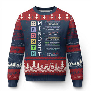 Special Education Ugly Christmas Sweater Growth Mindset Positive Inspiration TS02 Navy Red Print Your Wear