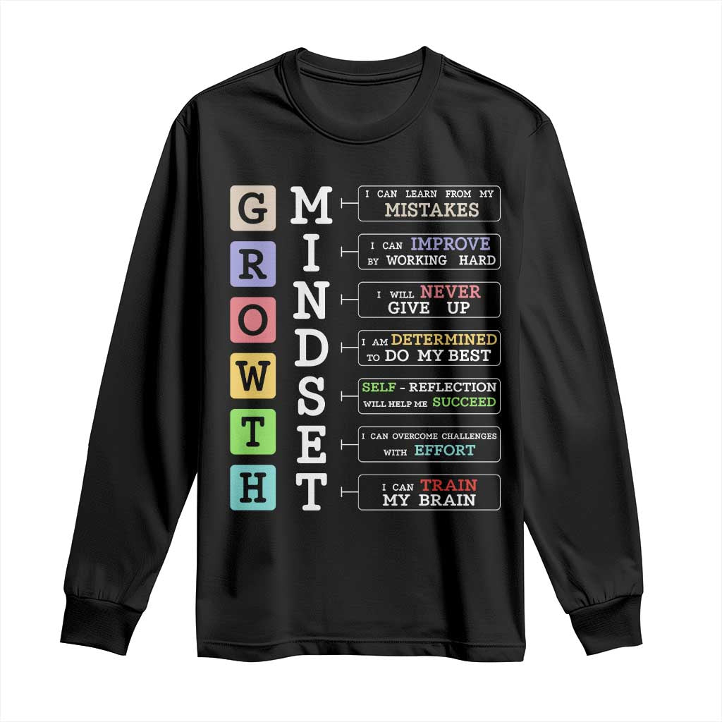 Special Education Long Sleeve Shirt Growth Mindset Positive Inspiration TS02 Black Print Your Wear