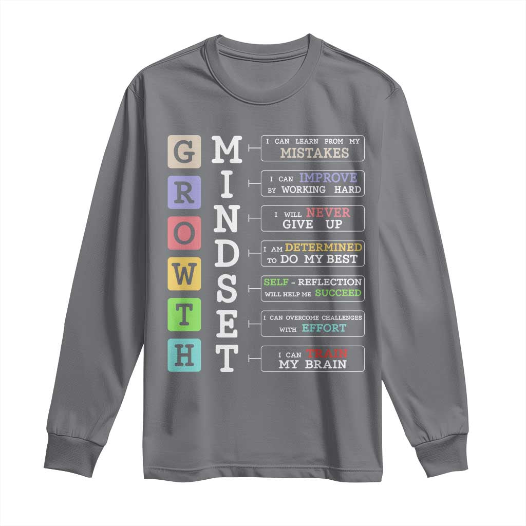 Special Education Long Sleeve Shirt Growth Mindset Positive Inspiration TS02 Charcoal Print Your Wear