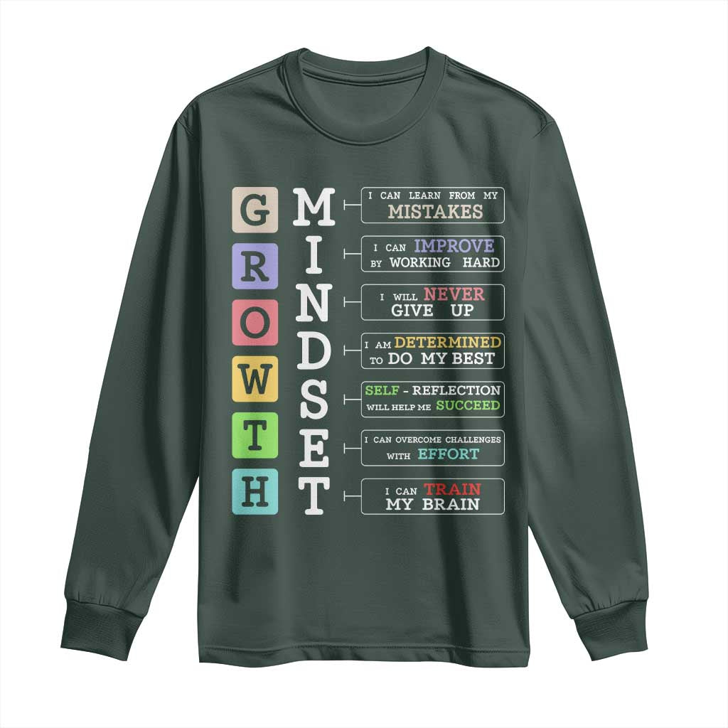 Special Education Long Sleeve Shirt Growth Mindset Positive Inspiration TS02 Dark Forest Green Print Your Wear