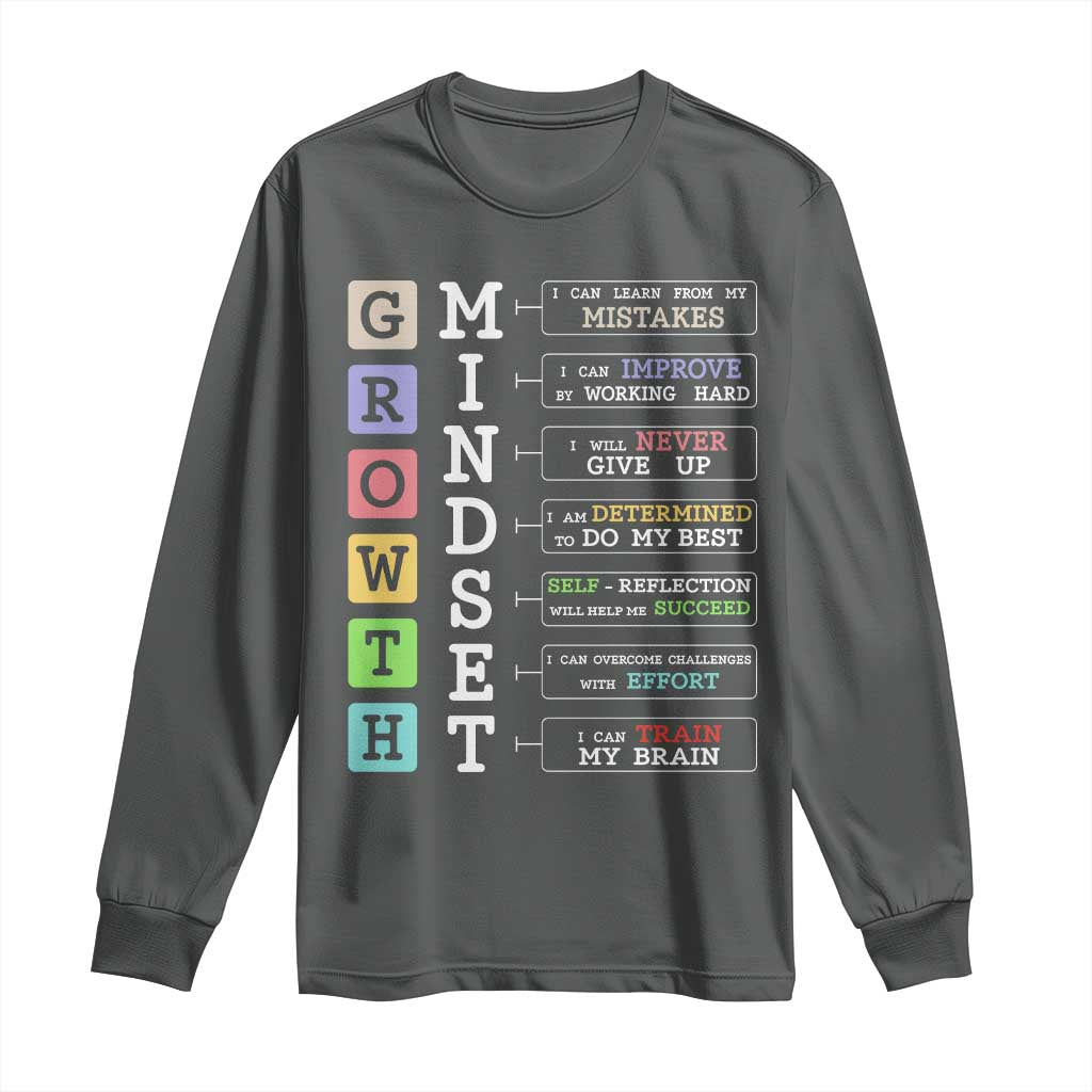 Special Education Long Sleeve Shirt Growth Mindset Positive Inspiration TS02 Dark Heather Print Your Wear